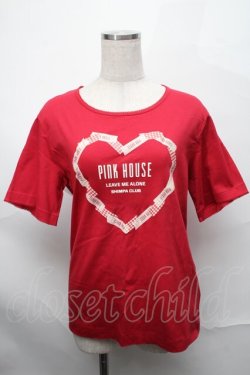 画像1: PINK HOUSE / ハートプリントカットソー  赤 S-25-08-29-036-LO-TO-HR-ZS