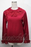 axes femme kawaii / レーシーフリルニットプル  エンジ S-25-08-29-037-AX-TO-HR-ZS