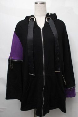 画像1: IRO+IRO / スタッズ＆ピンZIPパーカー  黒 S-25-08-31-037-LO-TO-AS-ZS