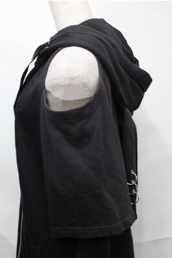 画像3: REFLEM / チェーン付きブロークンうさ耳半袖ジップアップパーカー  黒 S-25-08-31-039-PU-TO-AS-ZS