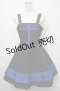 Moi-meme-Moitie / 十字架2段ジャンパースカート  黒ｘ青 S-25-08-31-049-MO-OP-AS-ZS