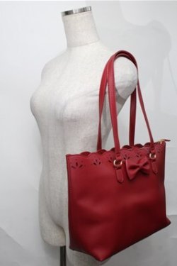 画像3: m petit by misako / AMスカラップトートバッグ  赤 S-25-08-31-021-LO-BG-AS-ZS