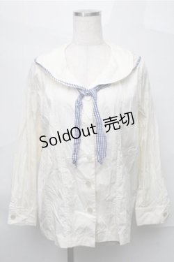 画像1: Fi.n.t / ギンガムタイ付きセーラーブラウス  キナリ S-25-08-31-026-CA-BL-HR-ZS