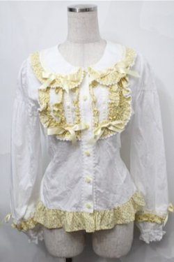 画像1: BABY,THE STARS SHINE BRIGHT / Mignonette Fleurie ブラウス  白ｘイエロー S-25-08-31-028-BA-BL-AS-ZS