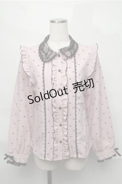 画像1: DearMyLove / レース重ねハートドットフリルブラウス  ピンクｘ黒 S-25-08-31-029-EL-BL-AS-ZS