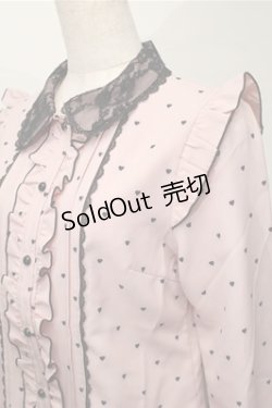 画像3: DearMyLove / レース重ねハートドットフリルブラウス  ピンクｘ黒 S-25-08-31-029-EL-BL-AS-ZS