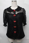 Ank Rouge / 巻きバラレースブラウス  黒 S-25-08-31-031-CA-TO-AS-ZS
