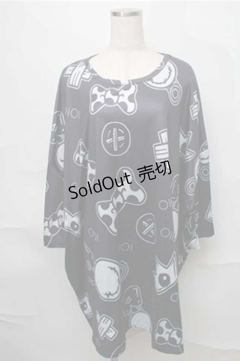 画像1: NieR CLOTHING / 転写総柄カットソー  黒 S-25-08-31-033-PU-TO-AS-ZT355 (1)