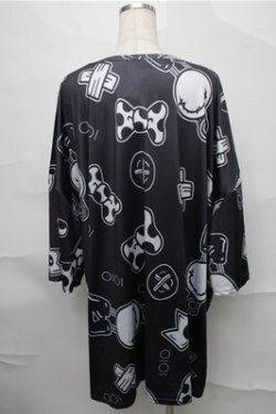 画像2: NieR Clothing / 転写総柄カットソー  黒 S-25-08-31-033-PU-TO-AS-ZS