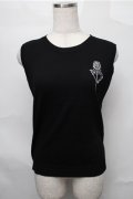 NieR Clothing / バラ刺 リブタンクトップ  黒 S-25-08-31-034-PU-TO-HR-ZS