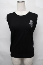 画像1: NieR CLOTHING / バラ刺 リブタンクトップ  黒 S-25-08-31-034-PU-TO-HR-ZY (1)
