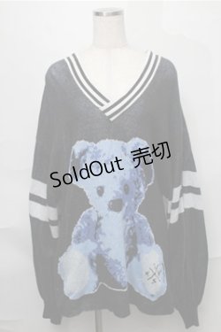 画像1: TRAVAS TOKYO / くまジャガードバルーンチルデンニットプルオーバー  黒 S-25-08-31-035-PU-TO-AS-ZS
