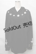 NieR Clothing / クロスプリントホールパーカー  黒 S-25-08-31-036-PU-TO-HR-ZY