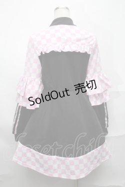 画像2: Jamieエーエヌケー / ブロックチェックフリルジャージワンピース  黒ｘピンク S-25-09-01-047-PU-OP-HR-ZS