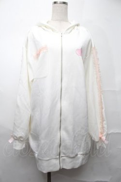 画像1: Ank Rouge / 袖レース羽根プリントパーカー  白 S-25-09-01-009-CA-TO-HR-ZS