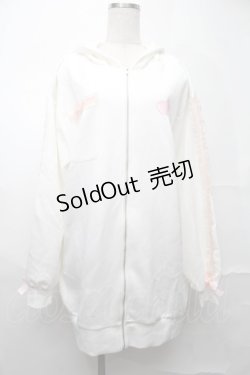 画像1: Ank Rouge / 袖レース羽根プリントパーカー  白 S-25-09-01-009-CA-TO-HR-ZS