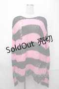 REFLEM / ダメージボーダーニット  黒ｘピンク S-25-09-01-017-PU-TO-HR-ZS
