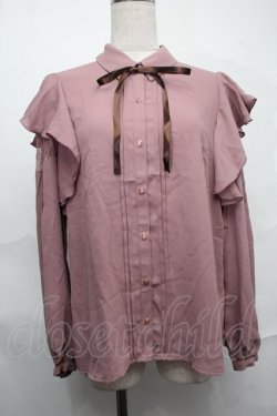 画像1: axes femme POETIQUE / 肩レースラッフルフリルブラウス  ピンク S-25-09-01-022-AX-BL-ET-ZS