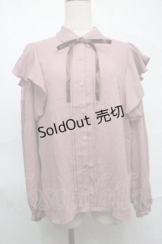 画像1: axes femme POETIQUE / 肩レースラッフルフリルブラウス　M  ピンク S-25-09-01-022-AX-BL-ET-ZH (1)