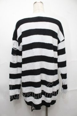 画像2: NieR Clothing / ボーダーニット  黒ｘ白 S-25-09-01-004-PU-TO-HR-ZS