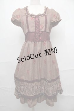 画像1: axes femme / 刺繍チェックワンピース  ブラウン S-25-09-01-039-AX-OP-HR-ZS