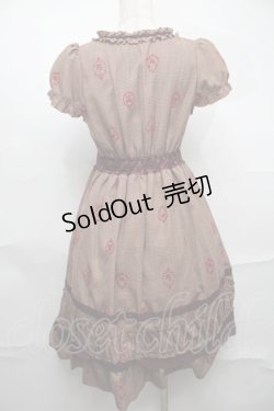 画像2: axes femme / 刺繍チェックワンピース  ブラウン S-25-09-01-039-AX-OP-HR-ZS