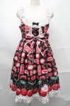 画像1: Angelic Pretty / Cherry Jam Labelジャンパースカート  黒 S-25-09-02-053-AP-OP-HR-ZT489 (1)