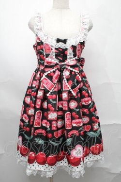 画像1: Angelic Pretty / Cherry Jam Labelジャンパースカート  黒 S-25-09-02-053-AP-OP-HR-ZS