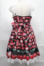 画像2: Angelic Pretty / Cherry Jam Labelジャンパースカート  黒 S-25-09-02-053-AP-OP-HR-ZT489 (2)