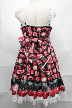 画像2: Angelic Pretty / Cherry Jam Labelジャンパースカート  黒 S-25-09-02-053-AP-OP-HR-ZS