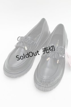 画像1: m petit by misako / AMフリルリボンローファー L 黒 S-25-09-02-027-LO-SH-AS-ZS