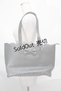 画像1: m petit by misako / AMスカラップトートバッグ  黒 S-25-09-02-037-LO-BG-AS-ZS