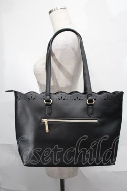 画像3: m petit by misako / AMスカラップトートバッグ  黒 S-25-09-02-037-LO-BG-AS-ZS
