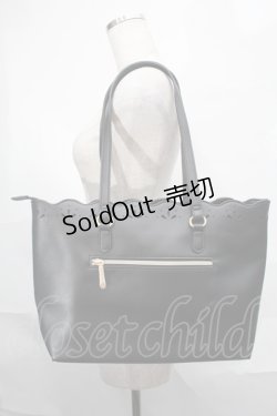 画像3: m petit by misako / AMスカラップトートバッグ  黒 S-25-09-02-037-LO-BG-AS-ZS