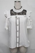 Ank Rouge / レース切り替えブラウス  白ｘ黒 S-25-09-03-036-CA-BL-AS-ZS