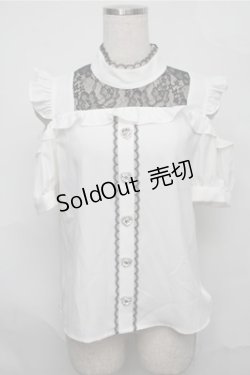画像1: Ank Rouge / レース切り替えブラウス  白ｘ黒 S-25-09-03-036-CA-BL-AS-ZS