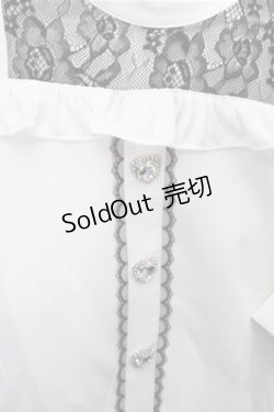 画像3: Ank Rouge / レース切り替えブラウス  白ｘ黒 S-25-09-03-036-CA-BL-AS-ZS