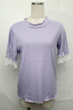 画像1: axes femme / バイカラーメロー袖レースプルオーバー  ラベンダー S-25-09-03-041-AX-TO-AS-ZS