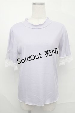 画像1: axes femme / バイカラーメロー袖レースプルオーバー  ラベンダー S-25-09-03-041-AX-TO-AS-ZS