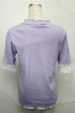 画像2: axes femme / バイカラーメロー袖レースプルオーバー  ラベンダー S-25-09-03-041-AX-TO-AS-ZS