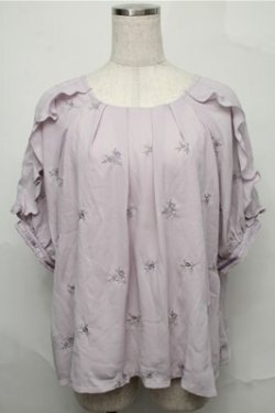 画像1: axes femme / ローズ刺繍フリルプルオーバー  ラベンダー S-25-09-03-044-AX-BL-AS-ZS