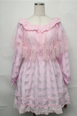 画像1: Swankiss / チュール重ねチェックワンピース  ピンク S-25-09-03-048-CA-OP-HR-ZS