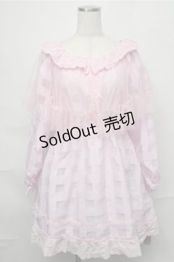 画像1: Swankiss / チュール重ねチェックワンピース  ピンク S-25-09-03-048-CA-OP-HR-ZS