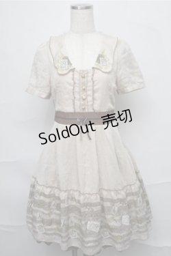 画像1: axes femme / レース×スタンププリントワンピース  ベージュ S-25-09-03-051-AX-OP-HR-ZS