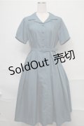 F&A / 縫いとめタック開衿シャツワンピース  ブルーグリーン S-25-09-03-057-LO-OP-HR-ZS