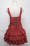 画像2: Angelic Pretty / スクールタータン3段フリルサロペット  赤 S-25-09-03-060-AP-OP-AS-ZS (2)