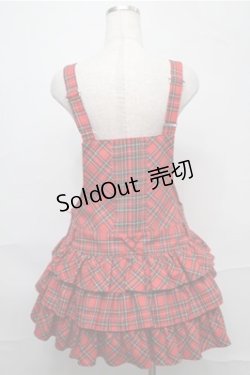 画像2: Angelic Pretty / スクールタータン3段フリルサロペット  赤 S-25-09-03-060-AP-OP-AS-ZS