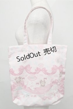 画像1: BABY,THE STARS SHINE BRIGHT / くみゃちゃんのRibbon Ribbon C’est Bon Belle Journee柄トートBag  ピンク S-25-09-03-013-BA-BG-HR-ZS