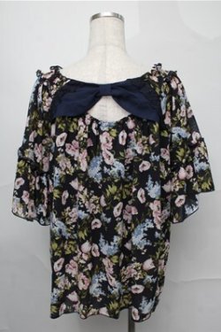 画像2: axes femme / 花柄シフォンットップス  紺 S-25-09-03-020-AX-TO-ET-ZS