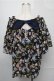 画像2: axes femme / 花柄シフォンットップス  紺 S-25-09-03-020-AX-TO-ET-ZS (2)